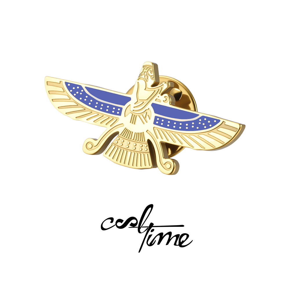Tuxedo Lapel Pin - CoolTime Faravahar Pin Badge Blue Enamel