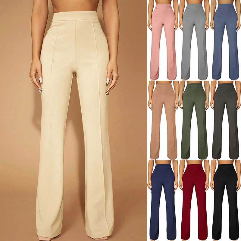 Dress Pant Flat Front - Summer Women's Pants High Waist Wide