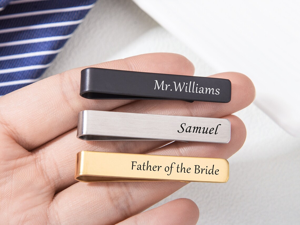 Tie Bar Clip - Personalized Custom Name Tie Clip For