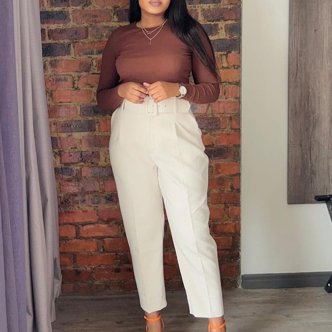 Dress Pant Flat Front - Women Pants High Waist Full Length