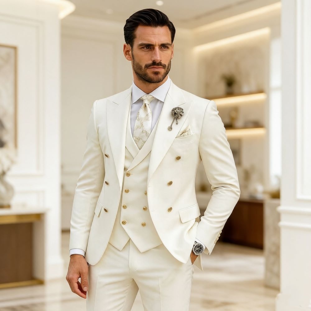 Men Ivory Wedding Suit Slim Fi - đánh giá và giá Men Formal Wear Modern