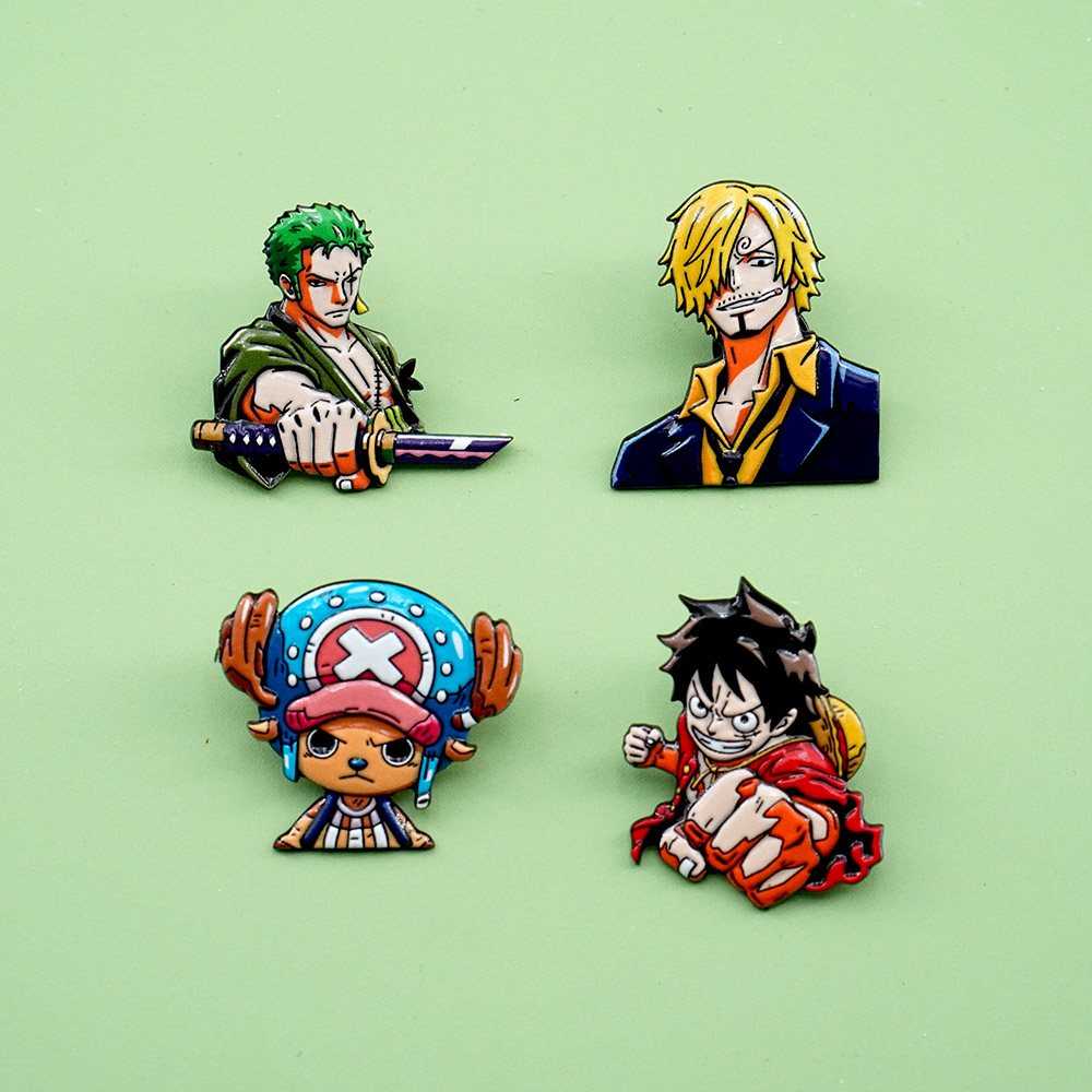 4Pcs Cartoon ONE PIECE Luffy B - đánh giá và giá Tuxedo Lapel Pin