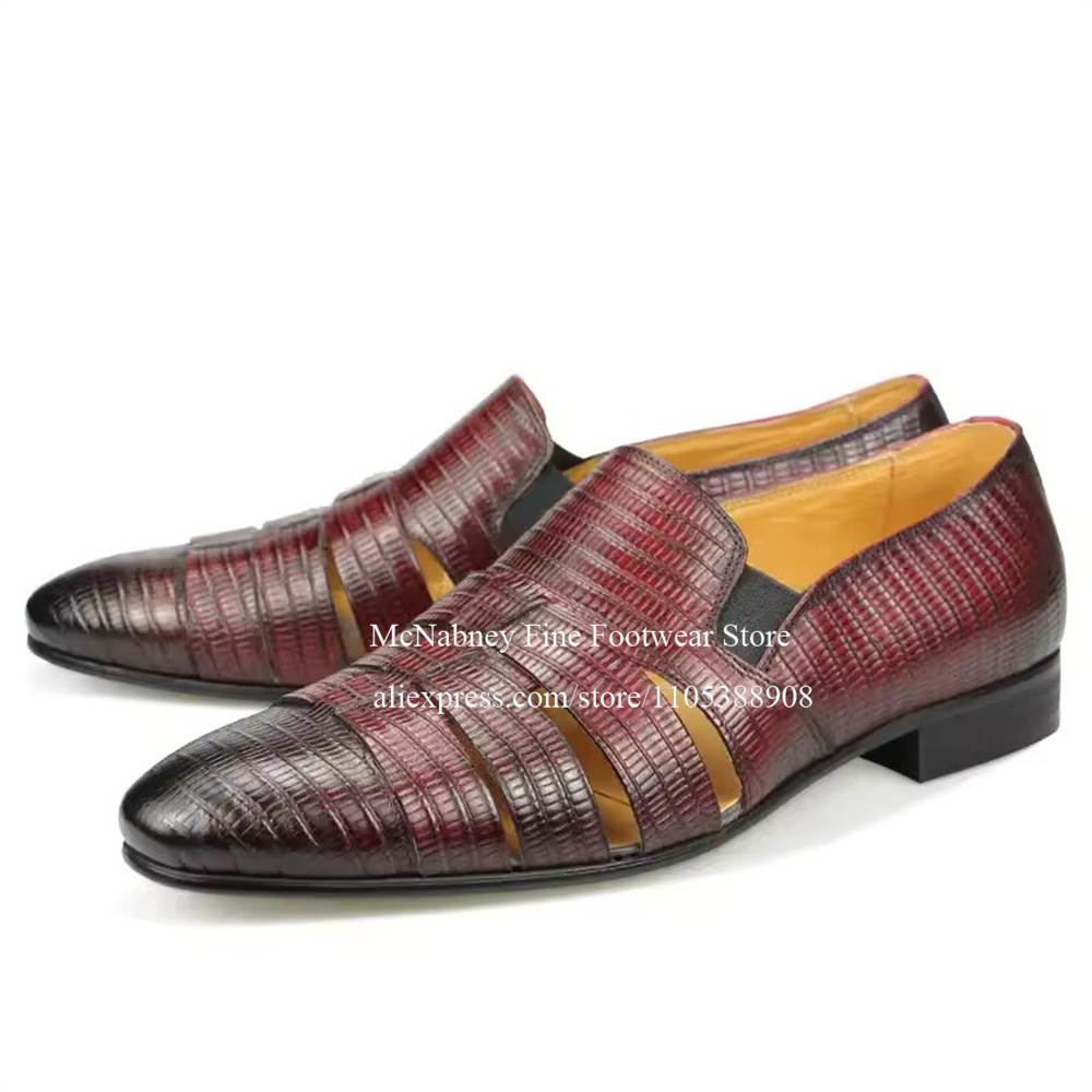 Breathable Cutout Burgundy Bla - đánh giá và giá Formal Men Daily Wear Shoes