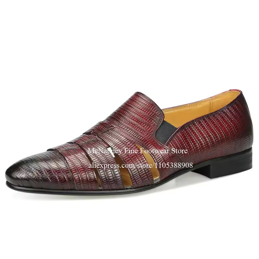 Breathable Cutout Burgundy Bla - đánh giá và giá Formal Men Daily Wear Shoes