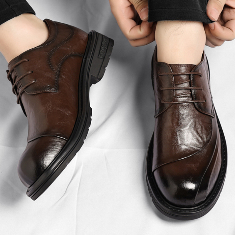 Brown Burnished Genuine Leathe - đánh giá và giá Formal Men Daily Wear Shoes