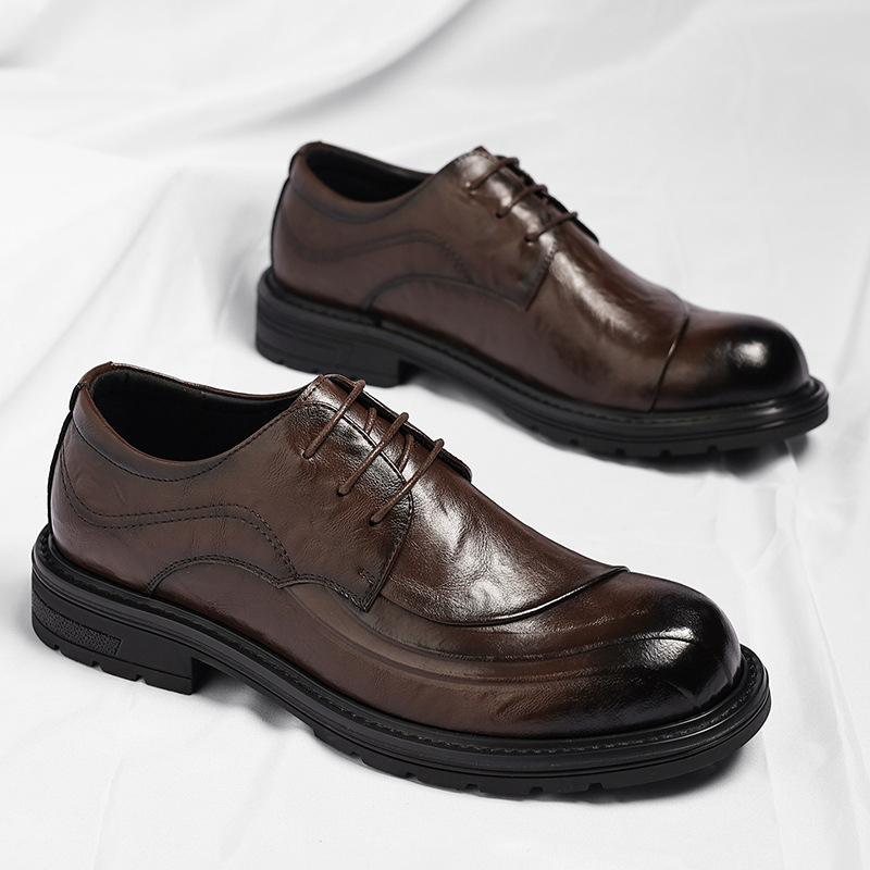 Brown Burnished Genuine Leathe - đánh giá và giá Formal Men Daily Wear Shoes