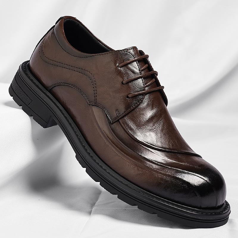 Brown Burnished Genuine Leathe - đánh giá và giá Formal Men Daily Wear Shoes