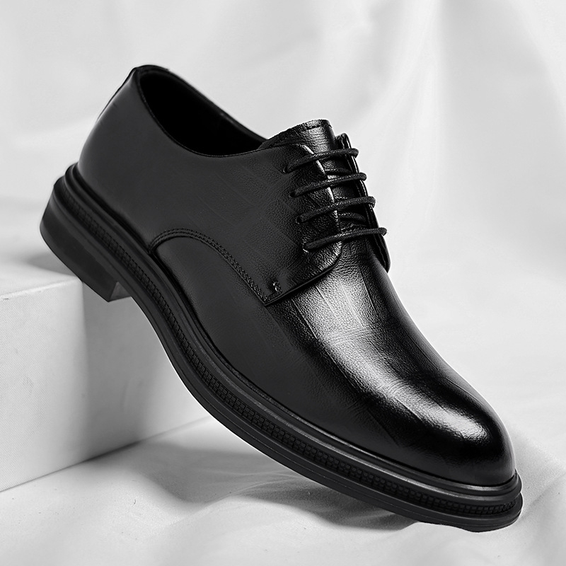 Mens Black Textured Leather Po - đánh giá và giá Formal Men Daily Wear Shoes