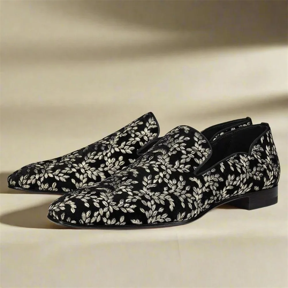 Men's Black Floral Slip-On Loa - đánh giá và giá Formal Upper Wear Men